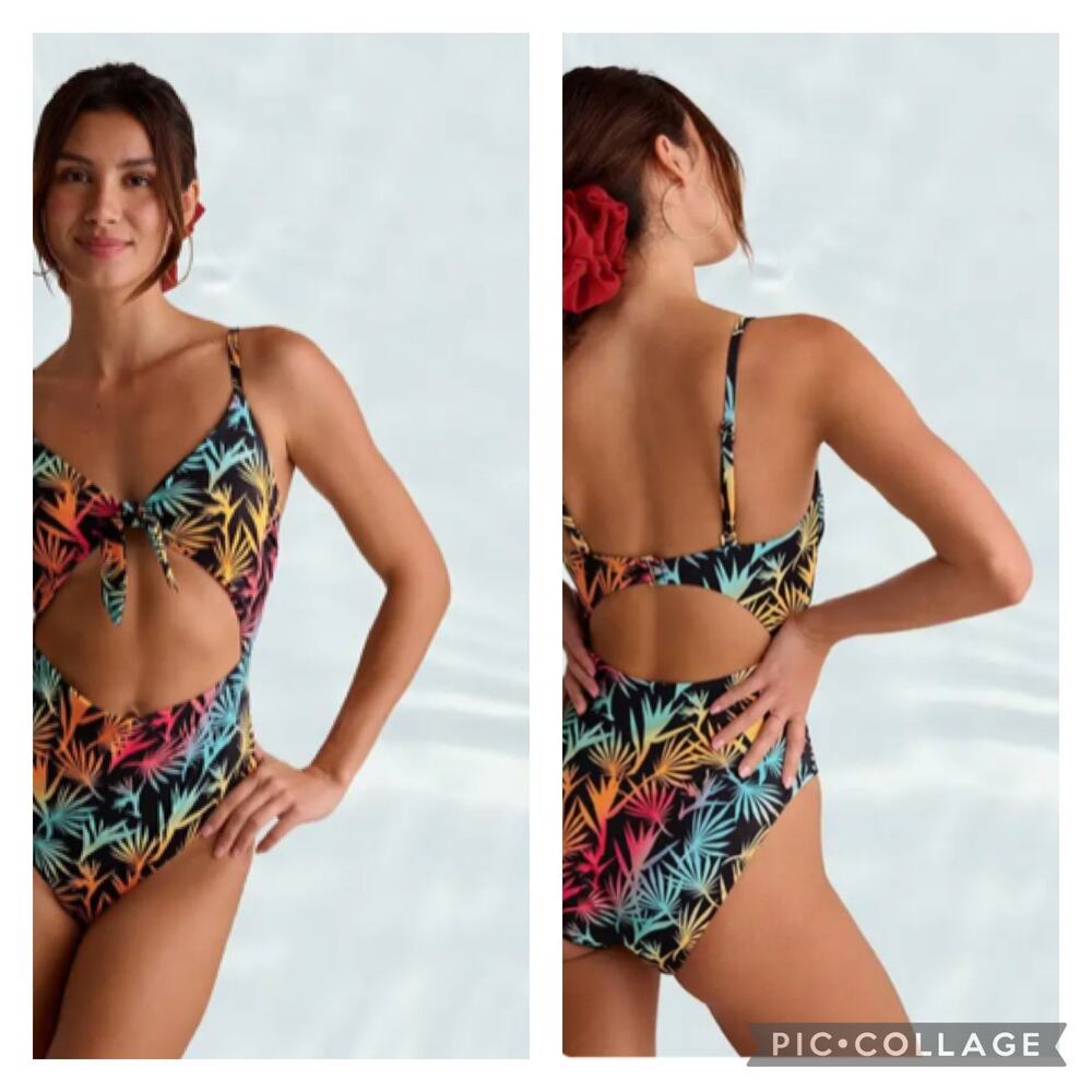 MeUndies Cut Out One Piece Swimsuit Birds Of Paradise Print Size XL